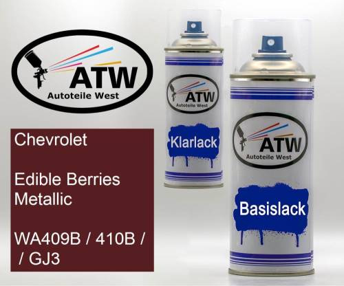 Chevrolet, Edible Berries Metallic, WA409B / 410B /  / GJ3: 400ml Sprühdose + 400ml Klarlack - Set, von ATW Autoteile West.